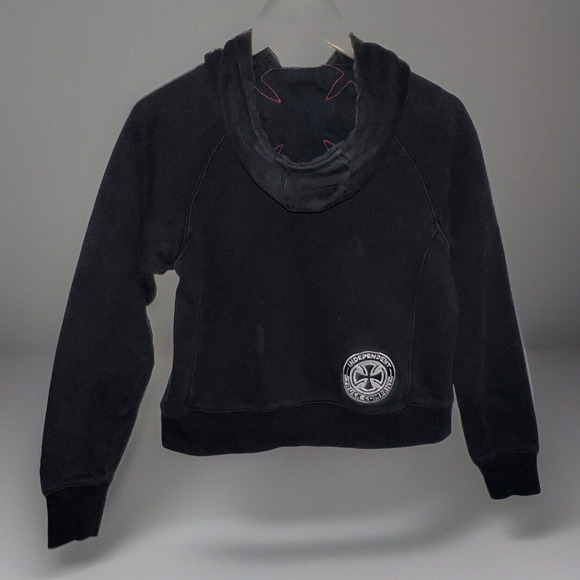 Vtg Independent Truck Co Hoodie Black Red White Sweatshirt Skater - Sz S/M - Picture 4 of 10